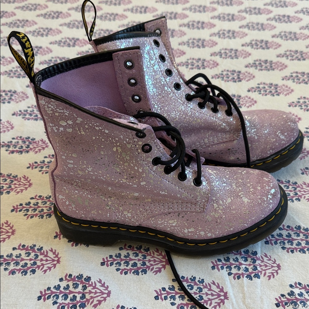 Dr Marten Pink Glitter Combat Boots